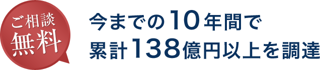 今までの１０年間で累計138億円以上を調達